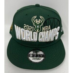 Milwaukee Bucks 2021 NBA World Champs New Era 9FIFTY Snapback Hat Green Cap